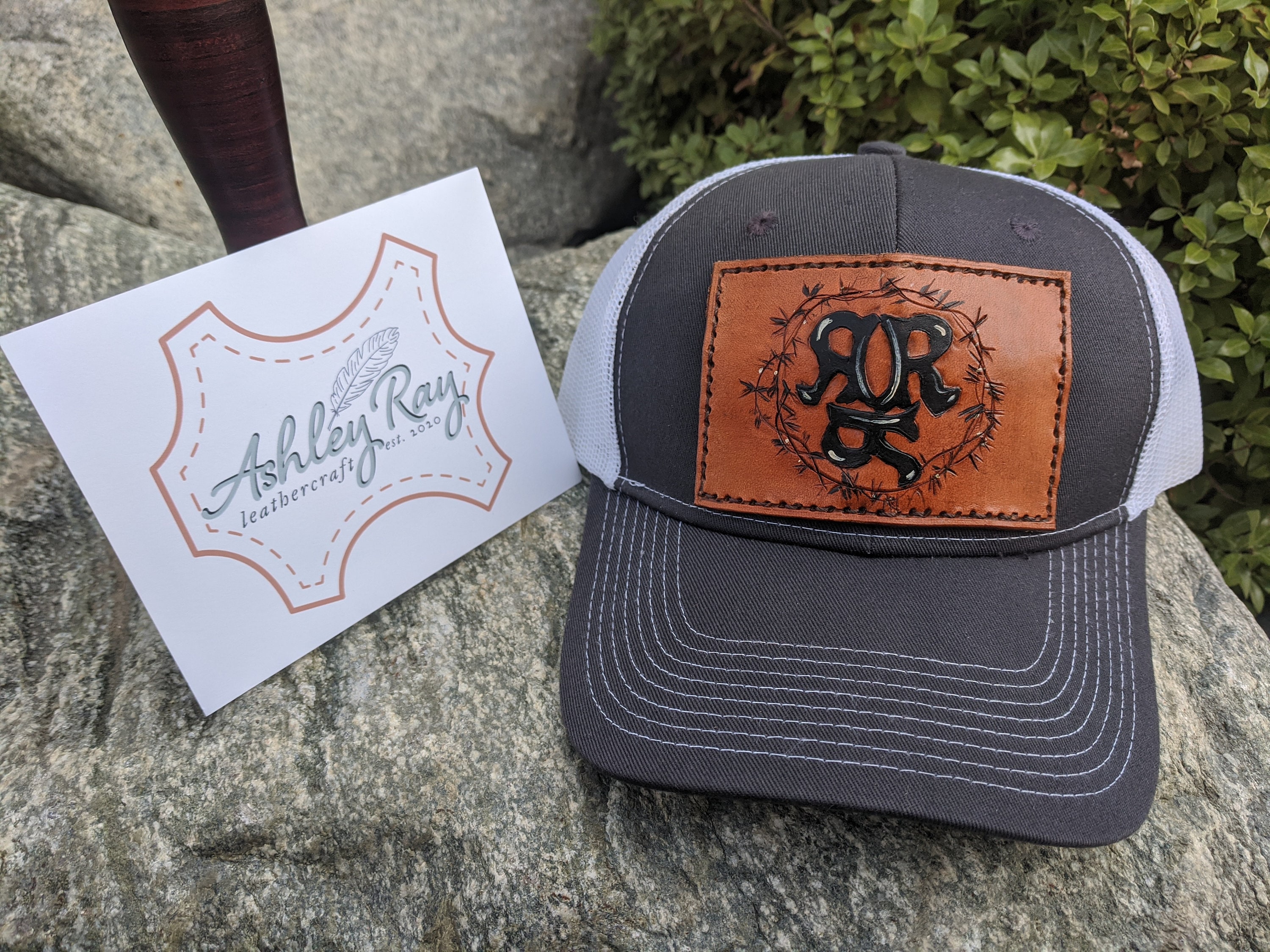 Custom Leather Patch Trucker Hat or tooled trucker hat bill. Etsy