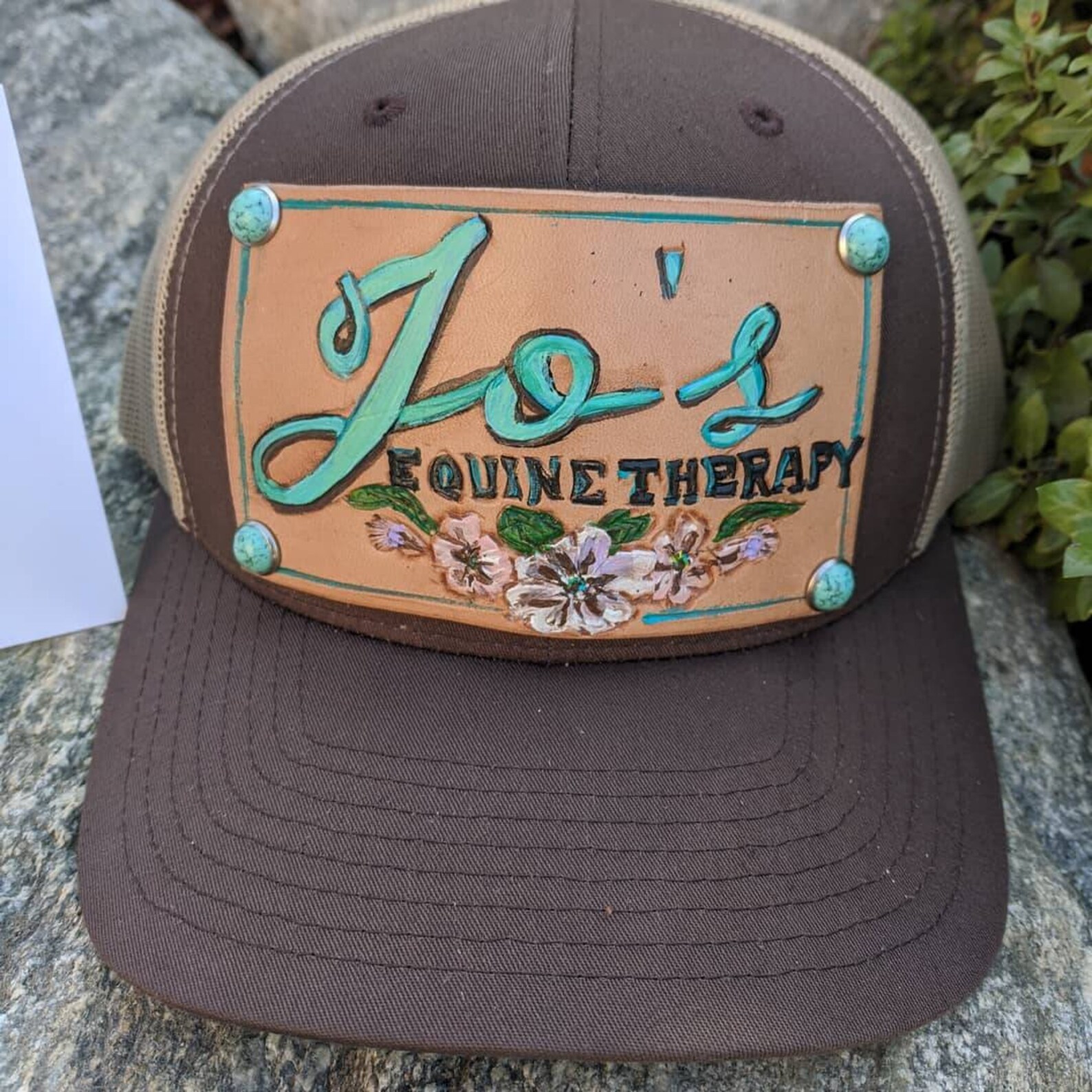 Custom Leather Patch Trucker Hat or tooled trucker hat bill. Etsy