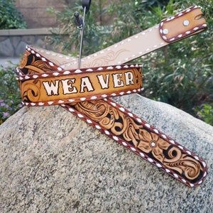 Fully tooled custom buckstitch belt adult size