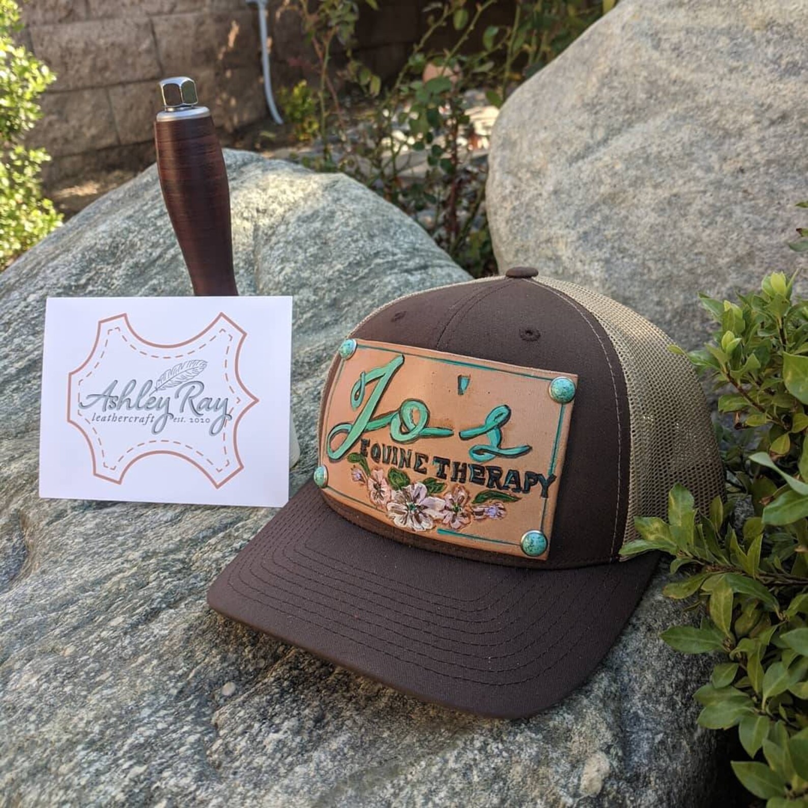 Custom Leather Patch Trucker Hat or tooled trucker hat bill. Etsy