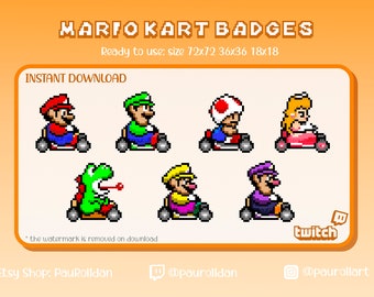MARIO KART Sub Badges & Bit Badges 8 BITS | Stream - Streamer - Graphics