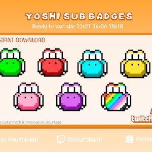YOSHI 8 BITS Twitch Sub Badge e Bit Badge / Stream - Streamer - Grafica