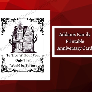 Printable Love Halloween card, Morticia and Gomez, Addams Family, Goth, Couple Goals, Horror, Spooky, Witch, lovers, Anniversary, Gift