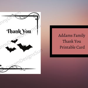Cartes de remerciement imprimables de la famille Addams, dessin animé de la famille Addams, thème Goth, thème gothique, notes de remerciement, Goth Wedding Goth Birthday 4x6 A6