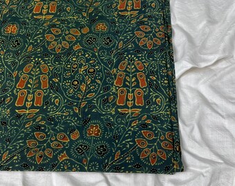 Jaipuri Print Fabric New Ajrak Cotton Fabric India handmade Natural Vegetable Dye Hand Printed Mud Resist Fabric