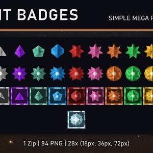 TWITCH bit badges / cheer badges (MEGA PACK Simple badges)
