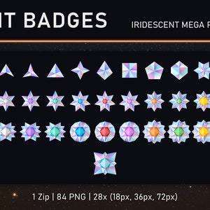TWITCH bit badges / cheer badges (MEGA PACK Iridescent Extended)