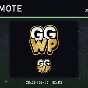 Op de afbeelding: Een zwart vierkant met een gouden en wit "GG WP" logo. Het logo is in cartoon-stijl met een houtnerfstructuur. Het logo is omgeven door een witte omtrek. De tekst "GG WP" wordt ook in een kleinere maat onder het hoofdlogo weergegeven.