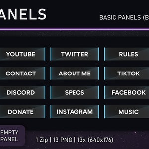 TWITCH Panels (Basic blue) - 12 panels + 1 empty panel