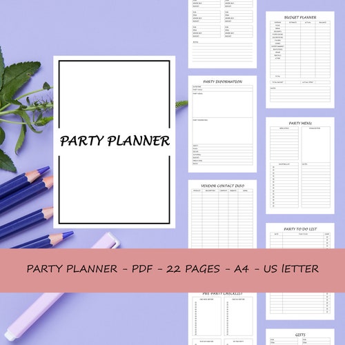 Party Planner Printable Digital Event Planner Party Etsy