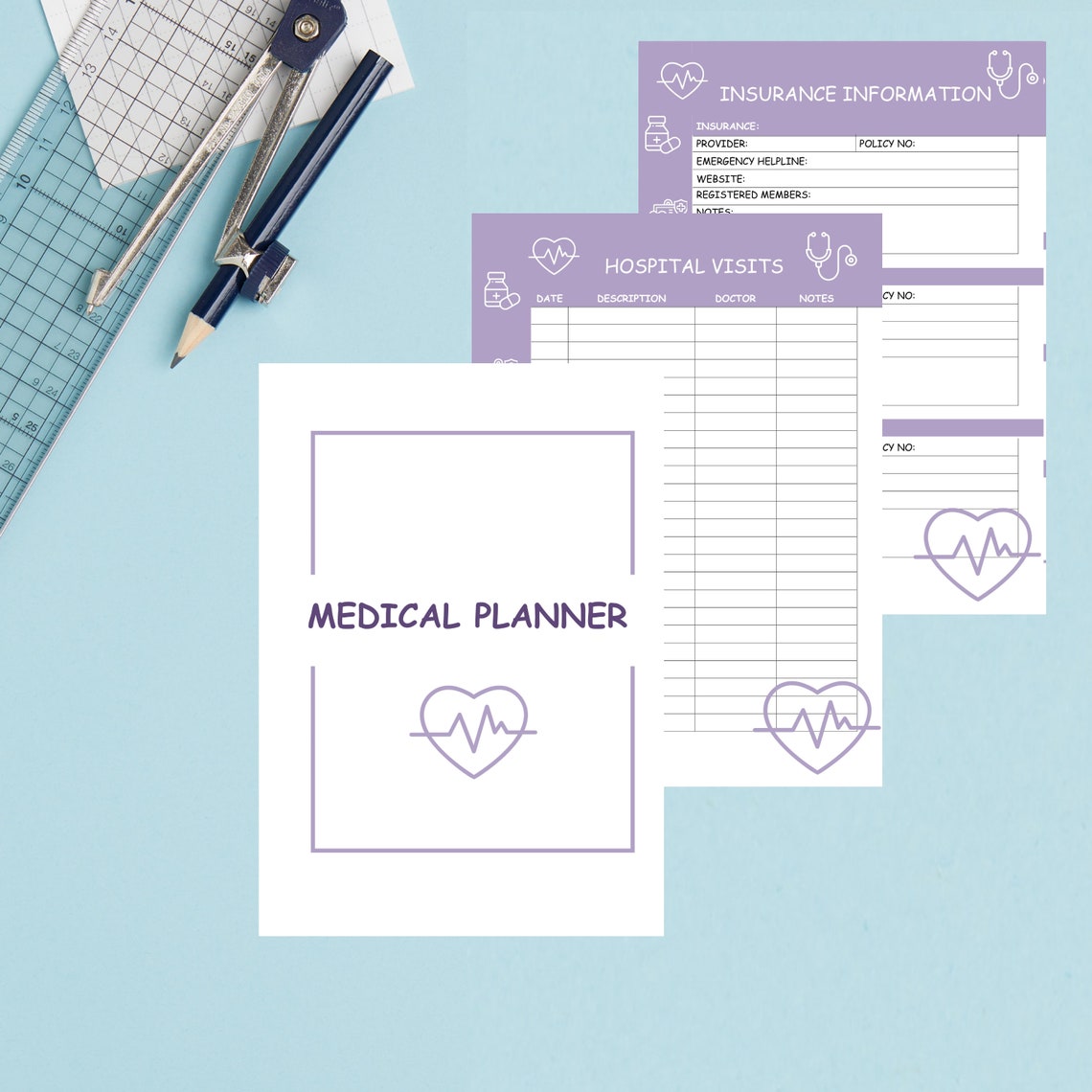 Medical planner printable colorful Medical history Health | Etsy
