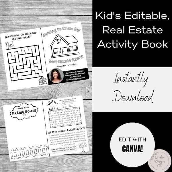Real Estate Kids | Open House Activities | Real Estate Coloring Pages for Kids Open House Template | Real Estate Printable Realtor Printable