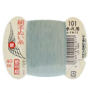 May include: A spool of pale blue thread with Japanese text on the label. The label includes the text "101" and "水浅葱" (Mizu Asagi). The thread is 40 meters long.
