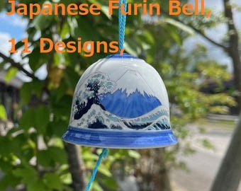 Arita Porcelain Mt Fuji Wind Chime, Handmade Japanese Furin Bell, 11 Designs, Zen Ceramic Outdoor Decor, Unique Housewarming Gift, Japan