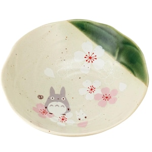 Japanese-made My Neighbor Totoro (Cherry Blossom Design) Oribe Medium Bowl/Saucer Gift Set, Shipped Directly from Kyoto