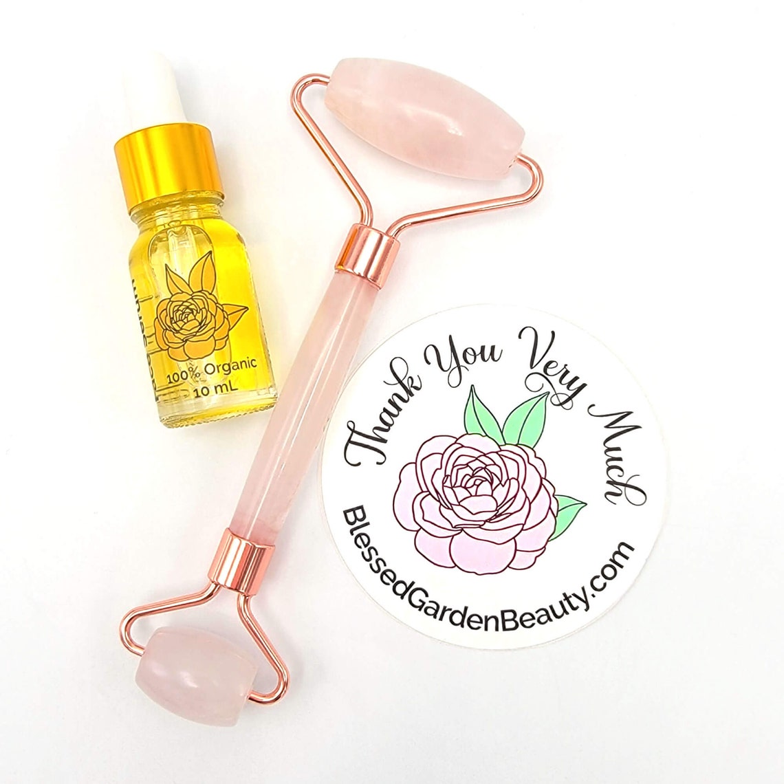 Gift Set Rose Quartz Face Roller Rejuvenating Face Serum Etsy