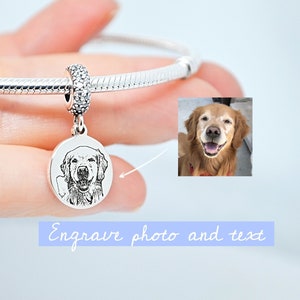 Custom engraved dangle charm, Personalized  Dog Charm, Personalized Cat Charm, Personalized Pet Charm, Custom jewelry, Sterling silver 925
