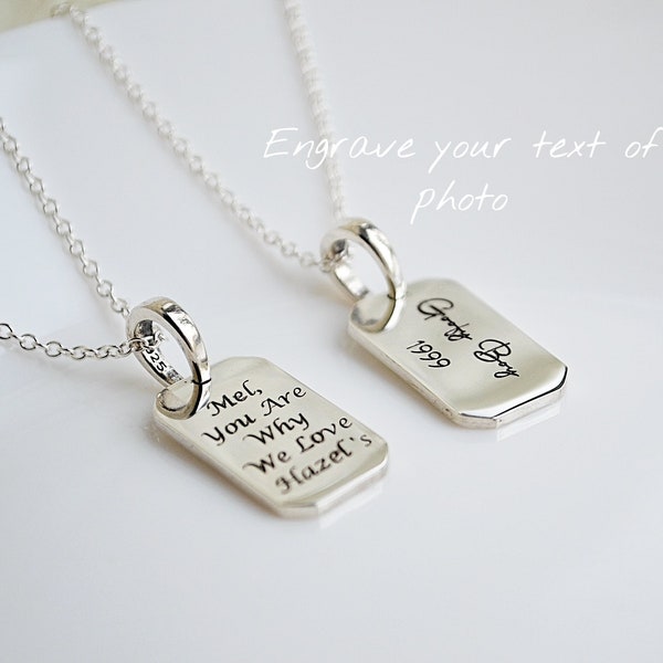 Custom engraved necklace, Personalized necklace, Personalized Gift, Engraved Necklace, Memorial jewelry, Sterling silver 925