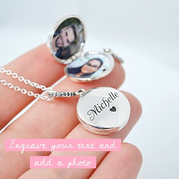 Personalized Locket Necklace , Silver Locket, Photo Locket, Engraved Locket Necklace, Personalized Jewelry, Custom Locket, Sterling Silver