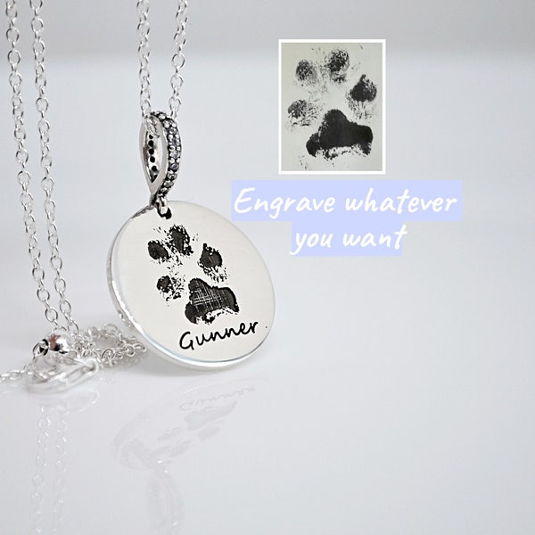 Paw Print Necklace, Your Actual Pet Paw Print Necklace, Custom Pet Necklace, Dog Necklace, Dog Paw Necklace