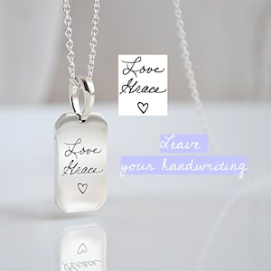 Custom Handwriting Necklace, Actual Handwriting Jewelry, Signature Jewelry, Custom Engraved Pendant, Memorial Gift, Sterling silver 925
