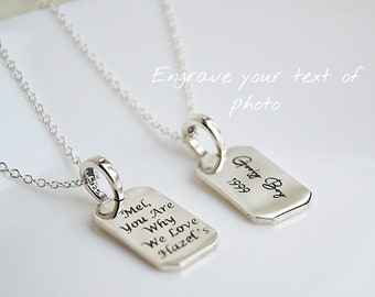 Custom engraved necklace, Personalized necklace, Personalized Gift, Engraved Necklace, Memorial jewelry, Sterling silver 925