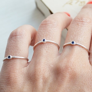minimalist birthstone ring, gemstone ring in sterling silver, dainty birthstone ring, stacking ring , gifts for mom