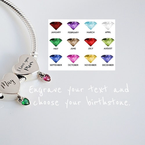 Breloque coeur gravée sur pierre de naissance, breloque coeur gravée personnalisée, breloque coeur personnalisée, texte individuel de breloque personnalisé, argent sterling 925