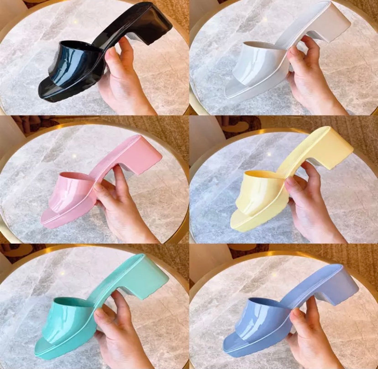 Platform sandals jelly heel shoes heel sandals summer Etsy