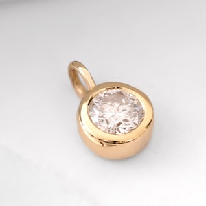 Single Natural Diamond Charm Set in 14K Solid Gold / 0.035 carat - 0.20 carat /  Gift