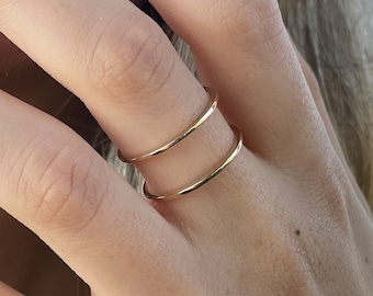 14k Solid Gold Two Band Ring / Double Band / Stackable Ring /