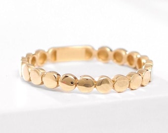 14k ( also available in 18K ) Gold Spike Ball Eternity Ring /  Gift / White, Yellow or Rose Gold / Stackable Ring