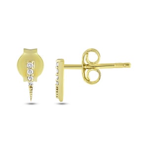 14K Gold Diamond Pave Spike Stud Earrings / 0.04CTW Natural White Diamonds / White, Yellow or Rose Gold /  Gift
