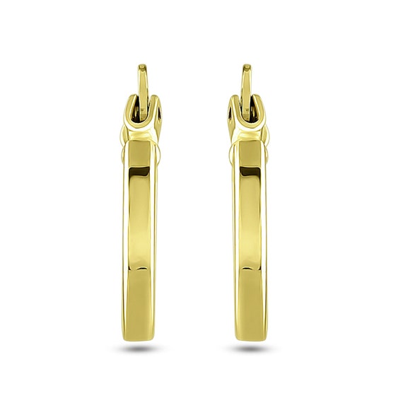 Gold square sale tube hoop earrings