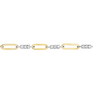 14K Solid Gold Paperclip Chain Necklace with Diamond / ( Custom CZ ) 2mm Stones/