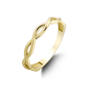 14k Solid Gold Twisting Half Infinity Ring /  Wedding Band / Handmade Fine Jewelry / Yellow Gold / White Gold / Rose Gold