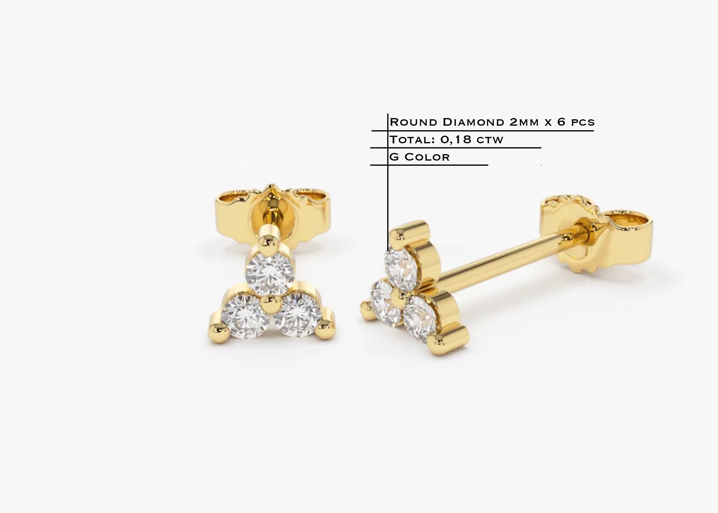 trio diamond stud earrings