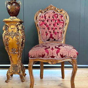 Franse Franse Louis XV-eetkamerstoel in barokstijl handgemaakte antieke stoel met rood bloemenpatroon voor eetkamerstoel woondecoratie