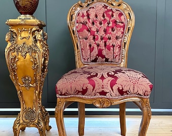 Fauteuil barokaccent rood houten frame met bloemenpatroon in Louis XV-stijl Op bestelling gemaakt