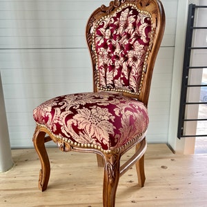 Accent Chair Red French Baroque Style Dining Chair Antique Style Chair Baroque Rococo Style in Red Floral for Dining Room image 2