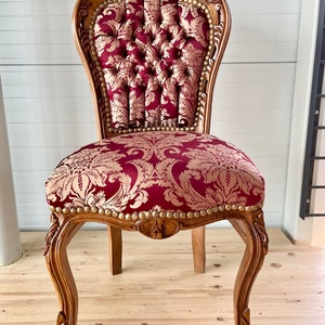 Accent Chair Red French Baroque Style Dining Chair Antique Style Chair Baroque Rococo Style in Red Floral for Dining Room image 3
