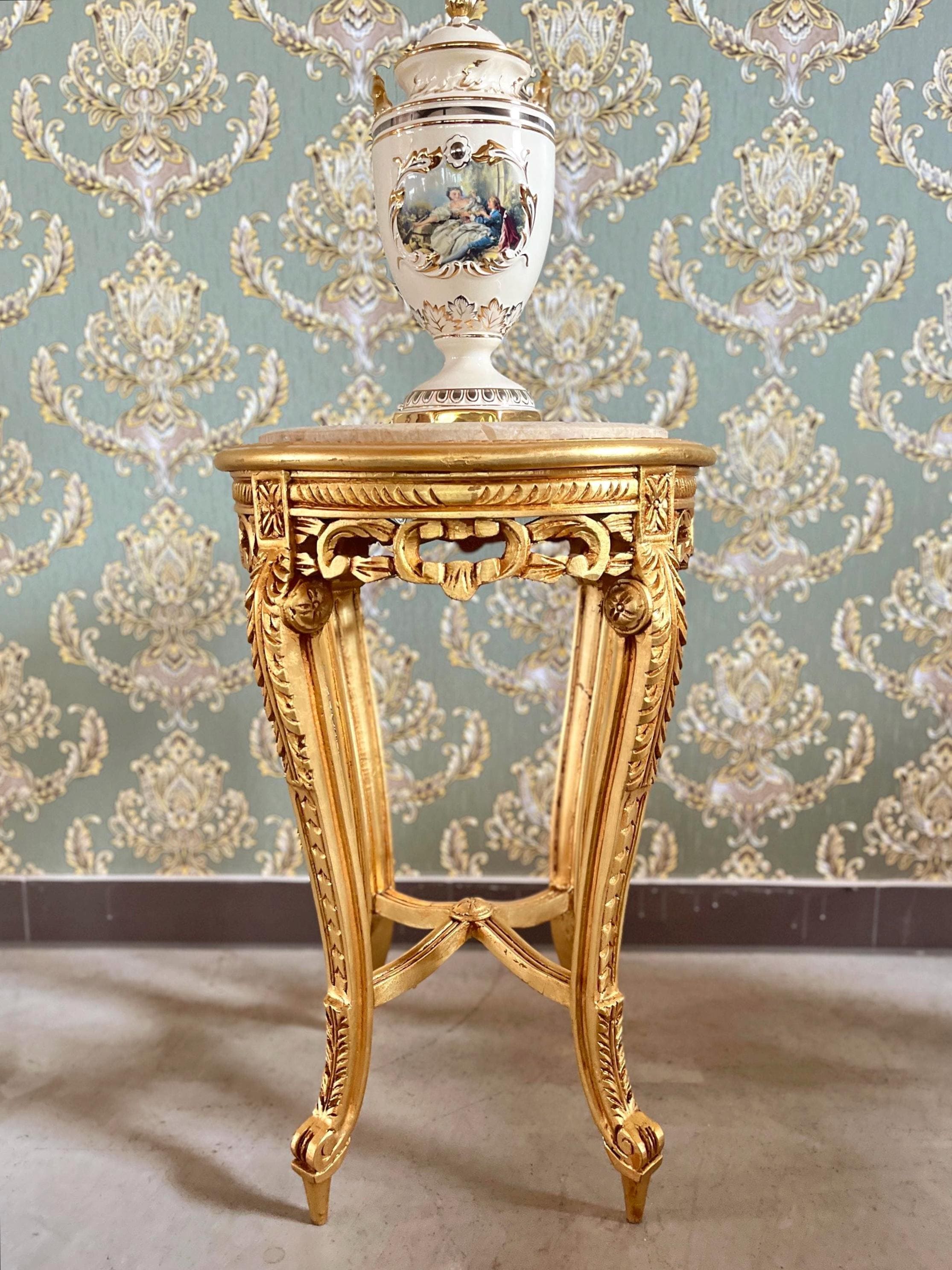 French Louis Antique Style Side Table: Gold Finish, Marble Top - Etsy