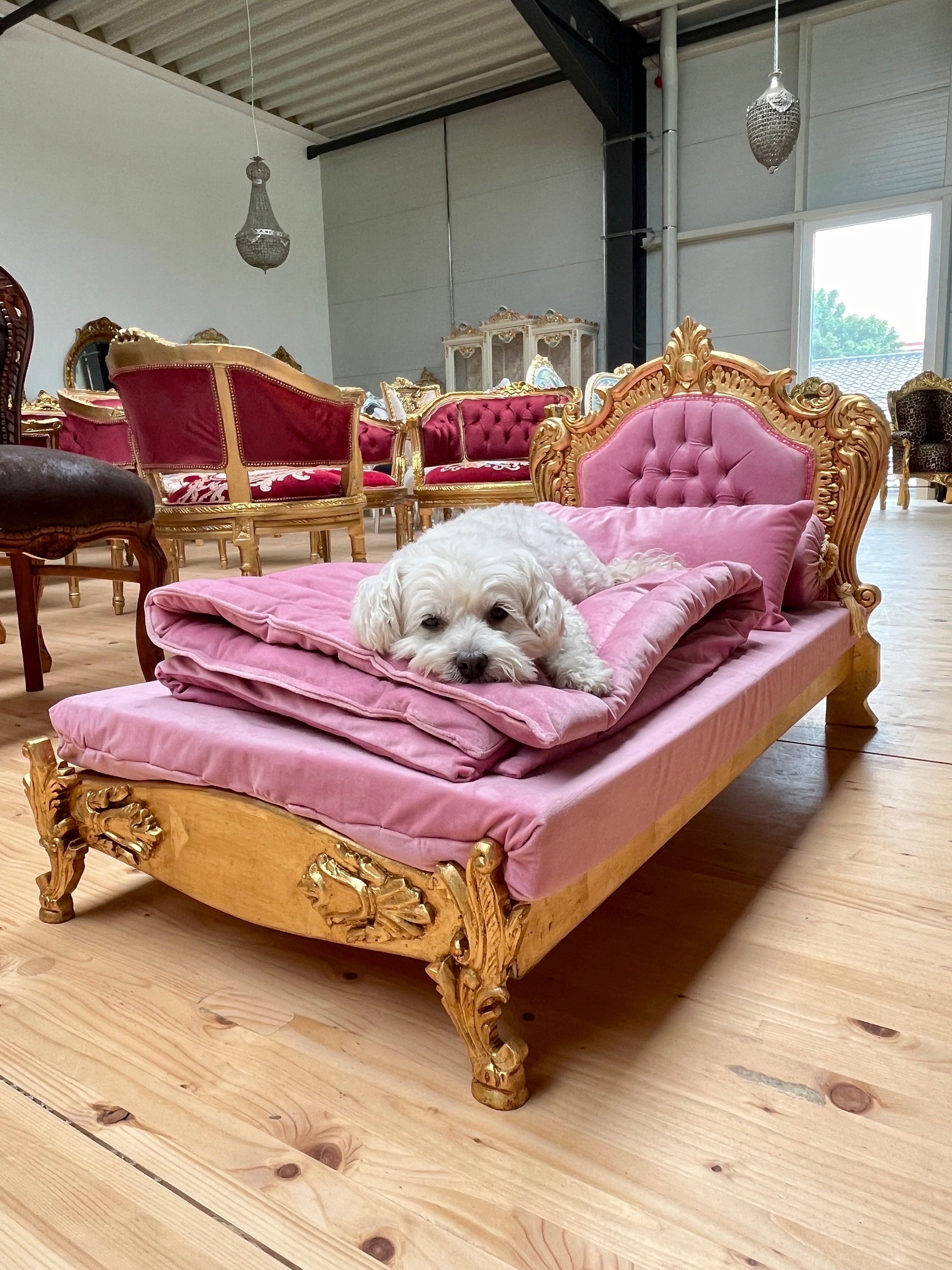 Pet Bed French Louis Baroque Style Mid Size Dog Bed With Blanket Pillow for Home Decor in Pink Velvet Blue Velvet Purple Velvet Etsy