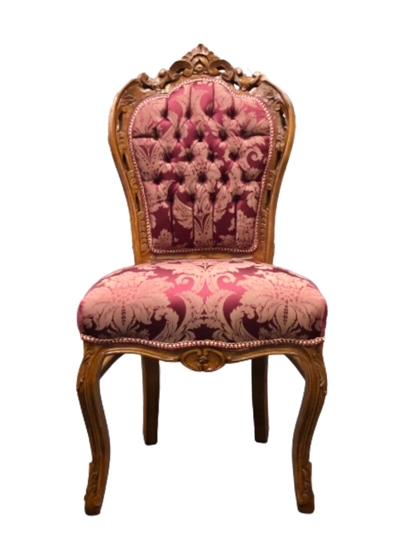 Accent Chair Red French Baroque Style Dining Chair Antique Style Chair Baroque Rococo Style in Red Floral for Dining Room image 1