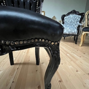 Französischer Louis XV Barockstuhl im antiken Stil / French Louis XV Baroque Antique Style Chair- Black