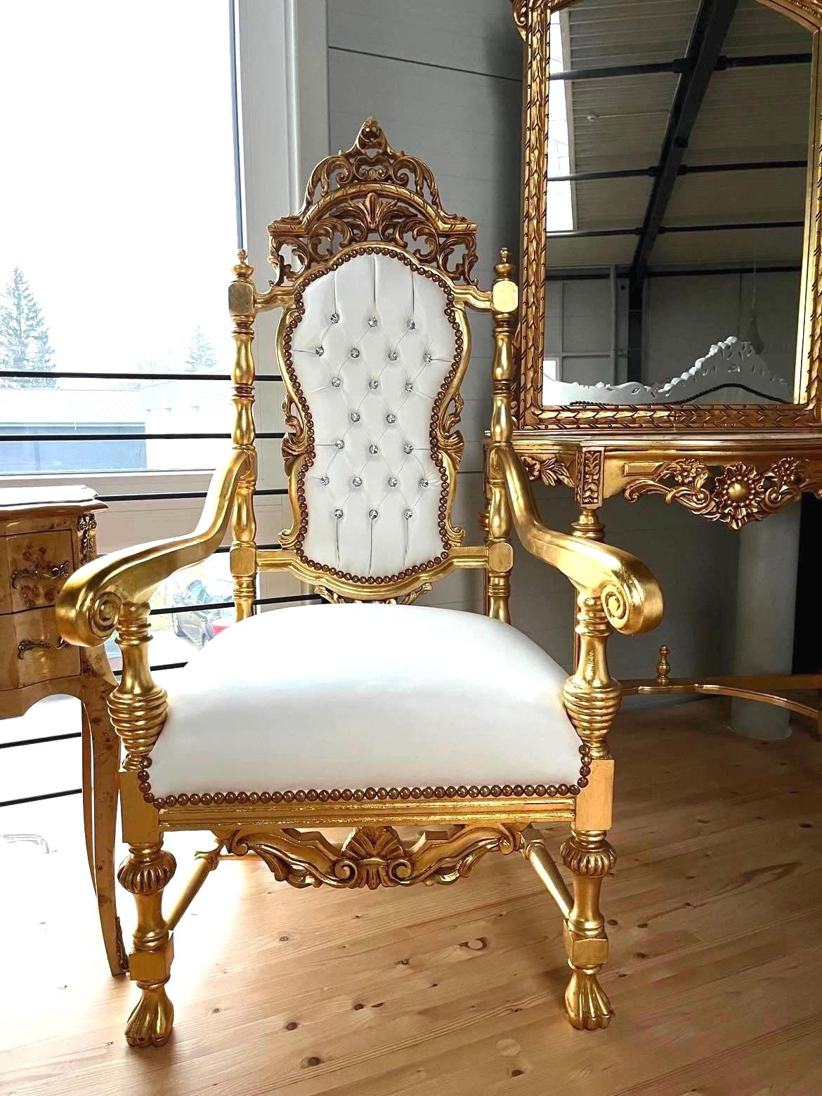 Oro Sedia Trono Casa Padrino Sedia Trono Barocco Blu Reale Oro