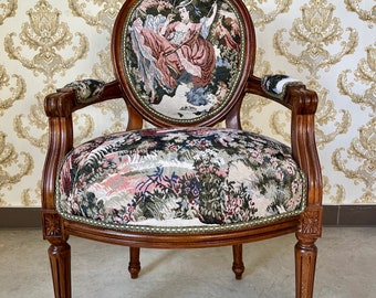 Fauteuil Chaise classique de style baroque en tissu tapisserie Juliet Love Storytelling oooiii