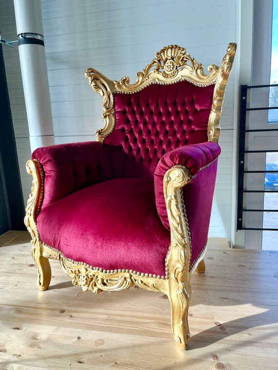 Armchair Velvet Red French Louis Style Sofa Chair Italian Antique Style Armchair Baroque Style for Living Room Etsy Australia