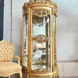 Gold French Baroque Display Cabinet: Château De Versailles Style