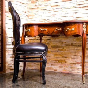Französischer Louis XV Barockstuhl im antiken Stil / French Louis XV Baroque Antique Style Chair- Black